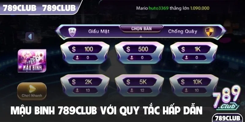 Mậu Binh 789Club với quy tắc chơi đầy hấp dẫn