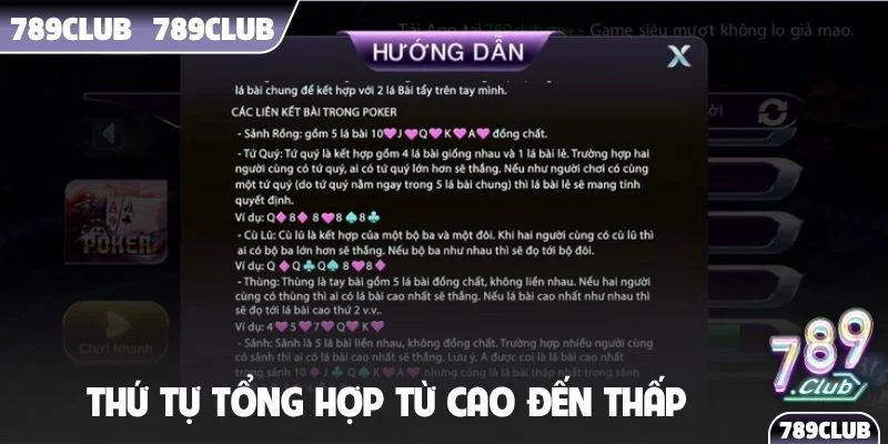 Thứ tự tổng hợp từ cao đến thấp cho người chơi