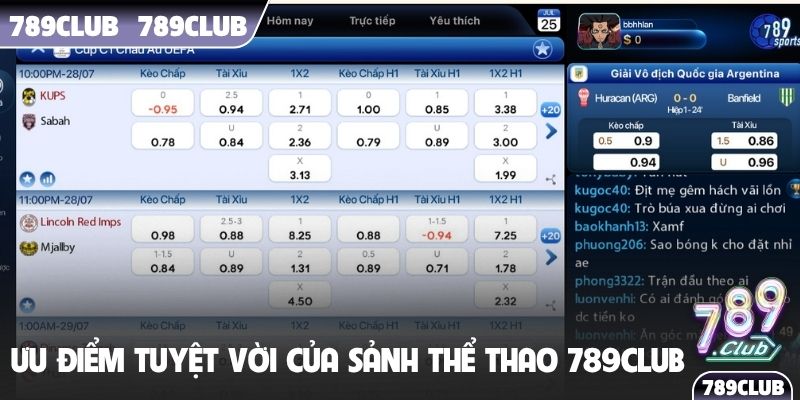 Ưu điểm tuyệt vời của sảnh thể thao 789Club